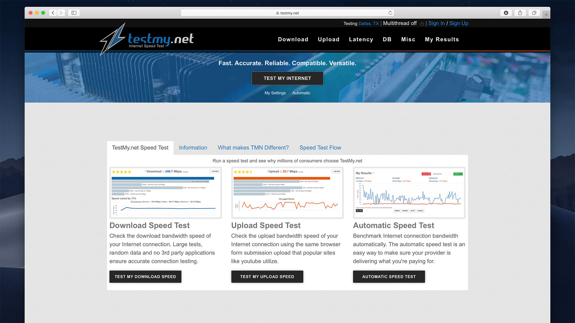 wireless internet speed test testmynet